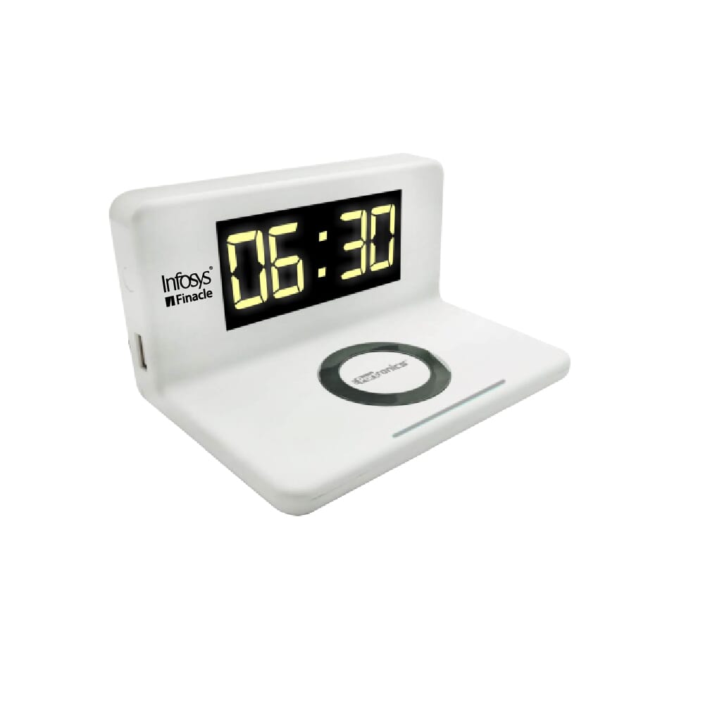 Portronics Desktop Wireless Charger with Alarm Clock and LED Lamp (Finacle)